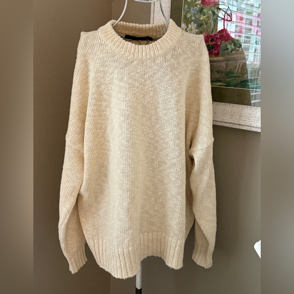 Jenny Kane Cocoon Cotton Knit Sweater-Cream Color - Picture 5 of 8